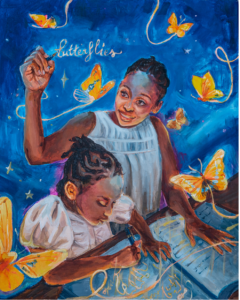 Fourth place winner Robin Griffith's painting, "Destiny's Metamorphosis"
