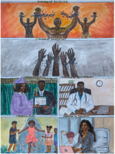 Fifth place winner Miracle Rosamond-Johnson's painting "Evolution"